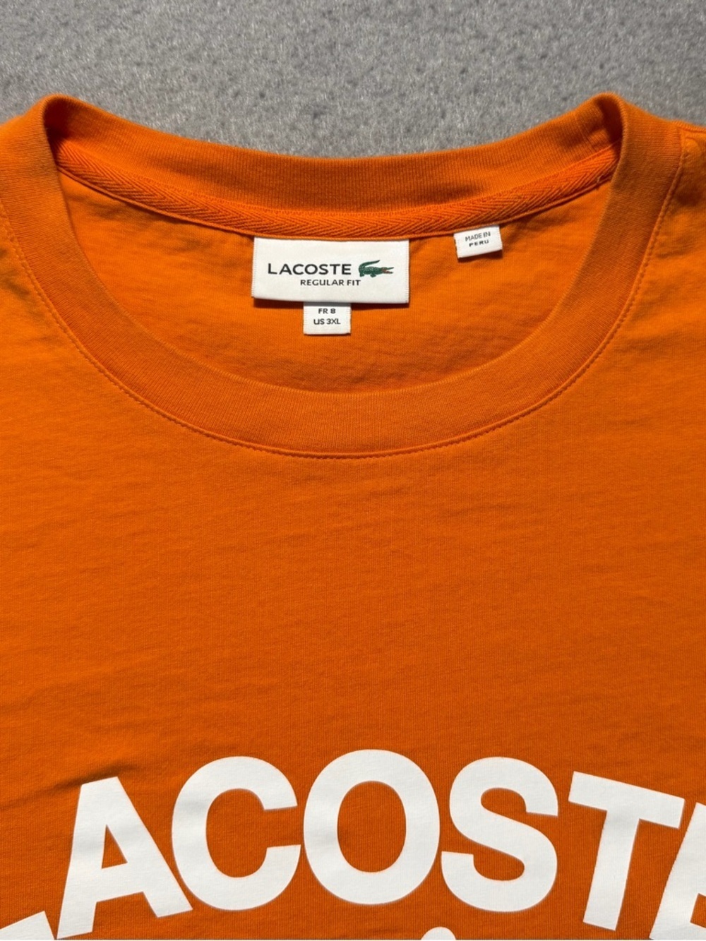 Lacoste Men’s 3XL Orange Logo Graphic T-Shirt Croc Print Short Sleeve Casual Tee - Picture 3 of 7